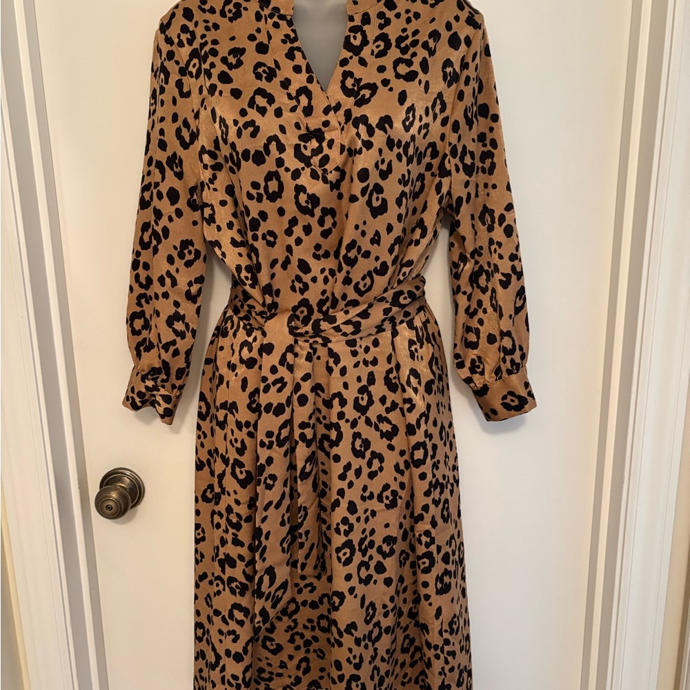 Charlie Paige Animal Print Long Sleeve Dress